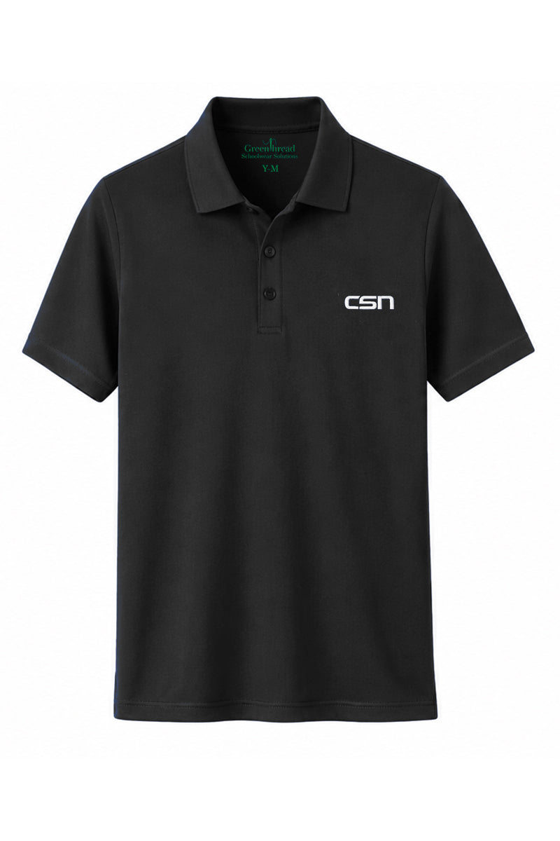 Boys Short Sleeve Performance Polo- Black