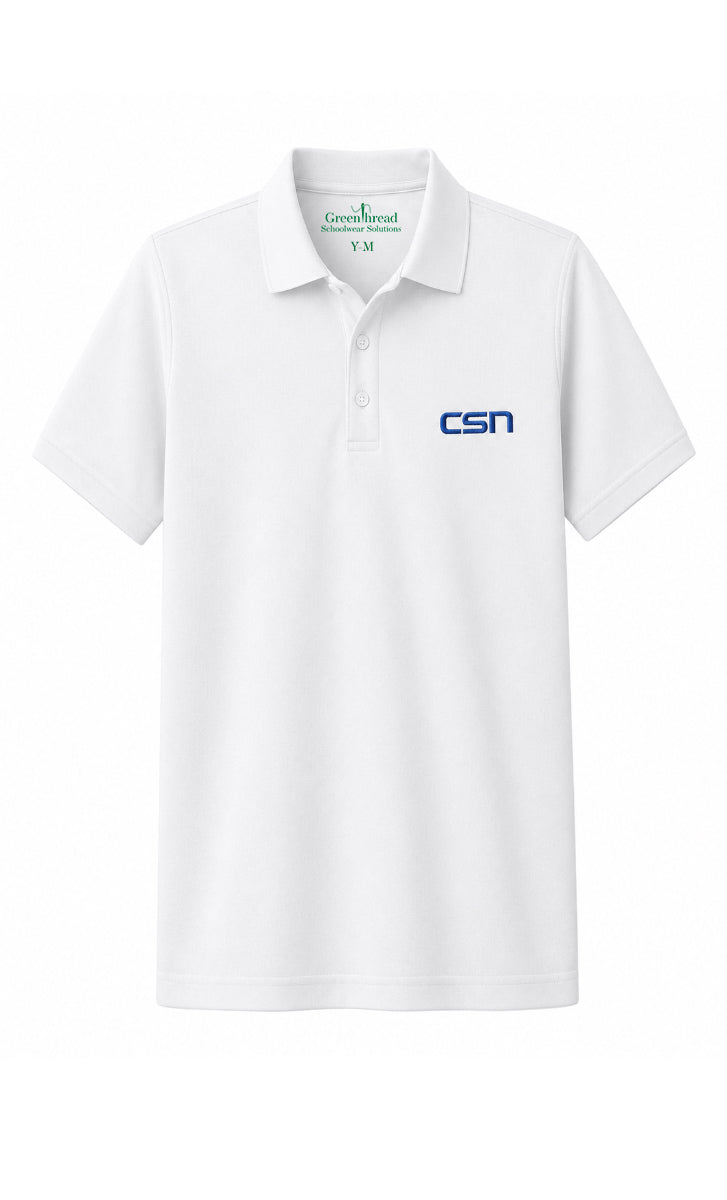 Boys Short Sleeve Performance Polo- White