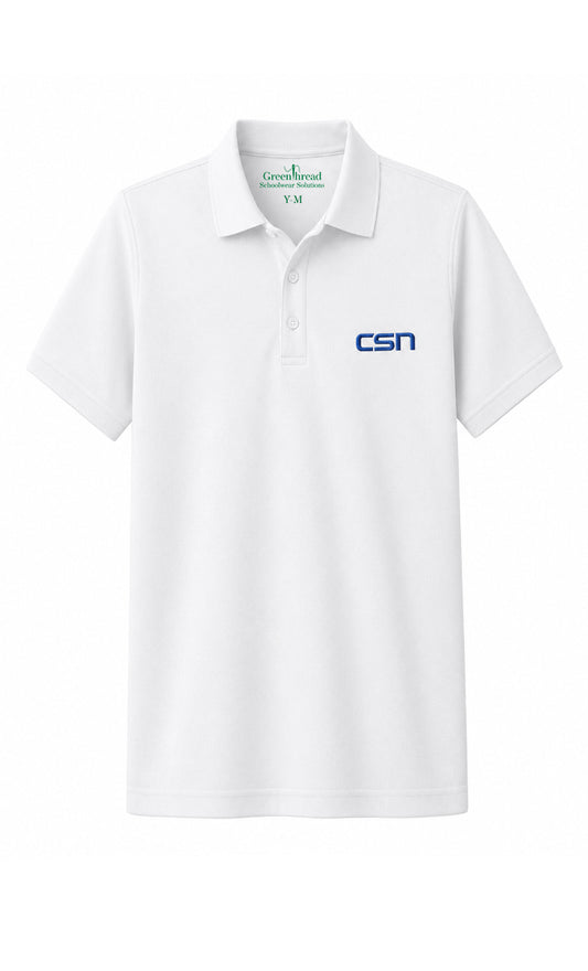 Boys Short Sleeve Performance Polo- White
