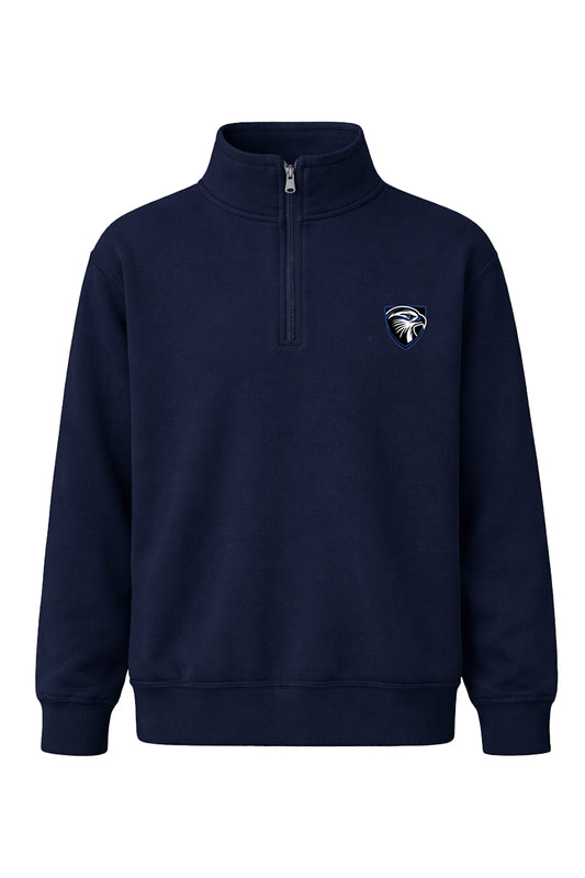 French Terry Quarter-Zip Unisex Pullover- Navy