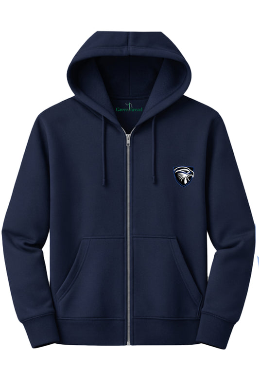 French Terry Unisex Zip Hoodie- Navy (Pre-K – Grade 5 Only)