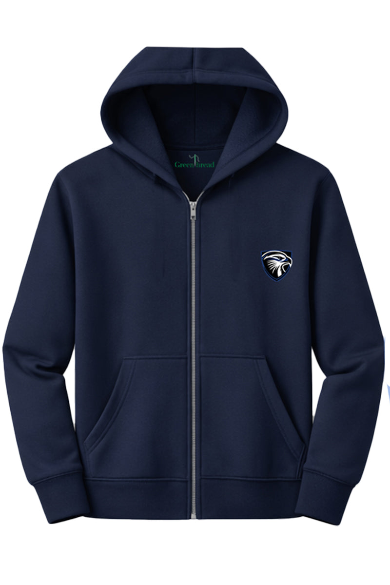 French Terry Unisex Zip Hoodie- Navy (Pre-K – Grade 5 Only)