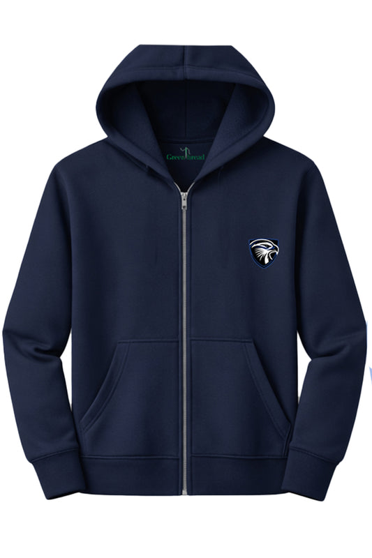 French Terry Unisex Zip Hoodie- Navy (Pre-K – Grade 5 Only)