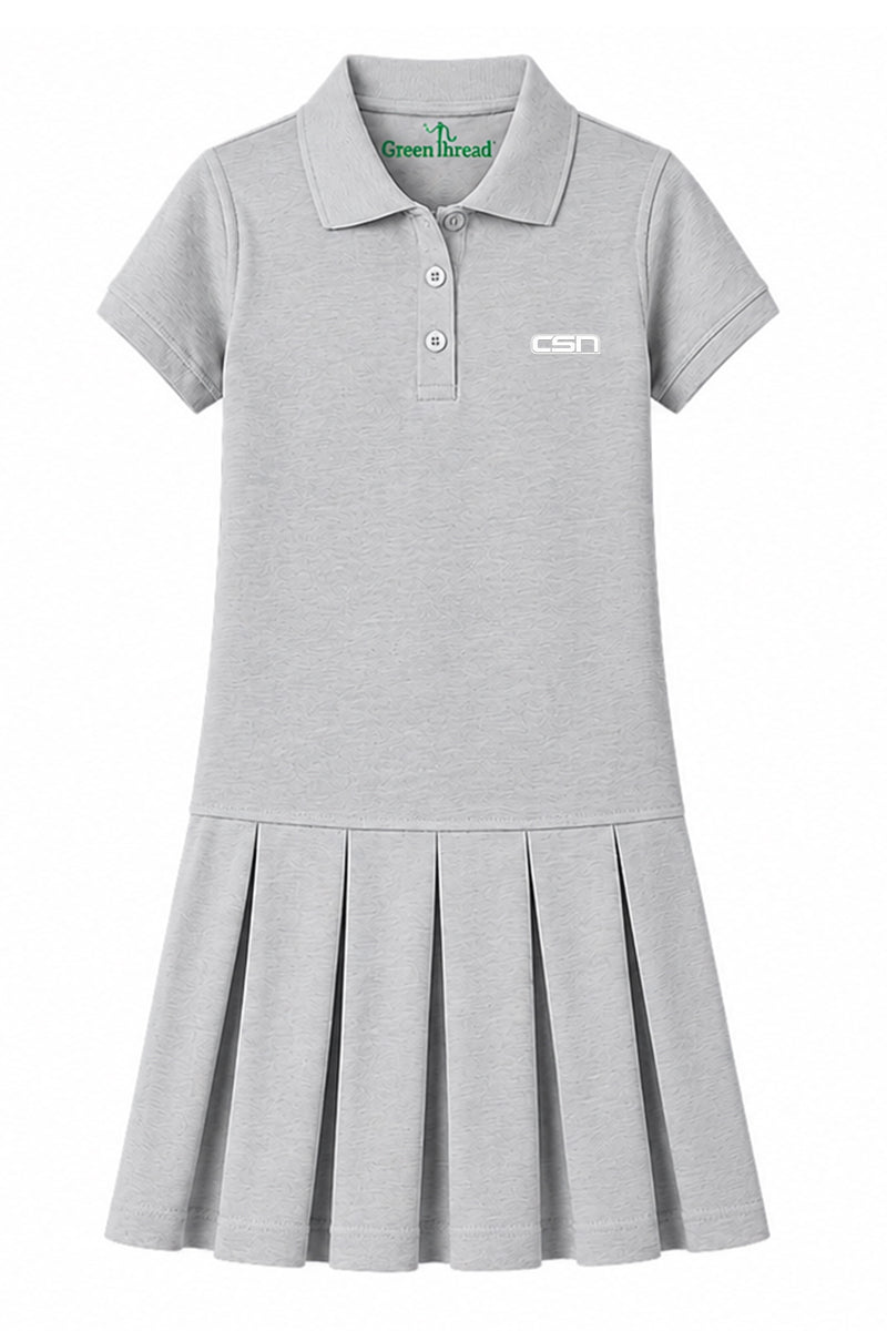 Girls Dress Cotton Piqué - Gray