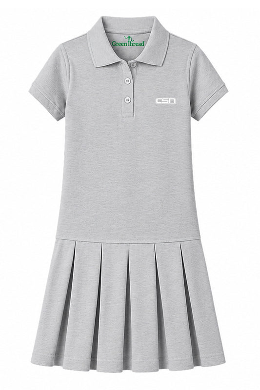 Girls Dress Cotton Piqué - Gray