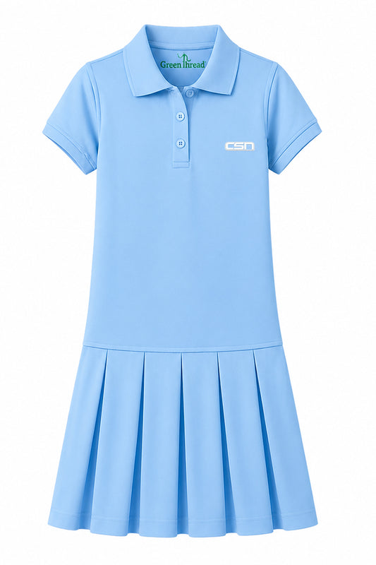 Girls Dress Cotton Piqué - Sky Blue