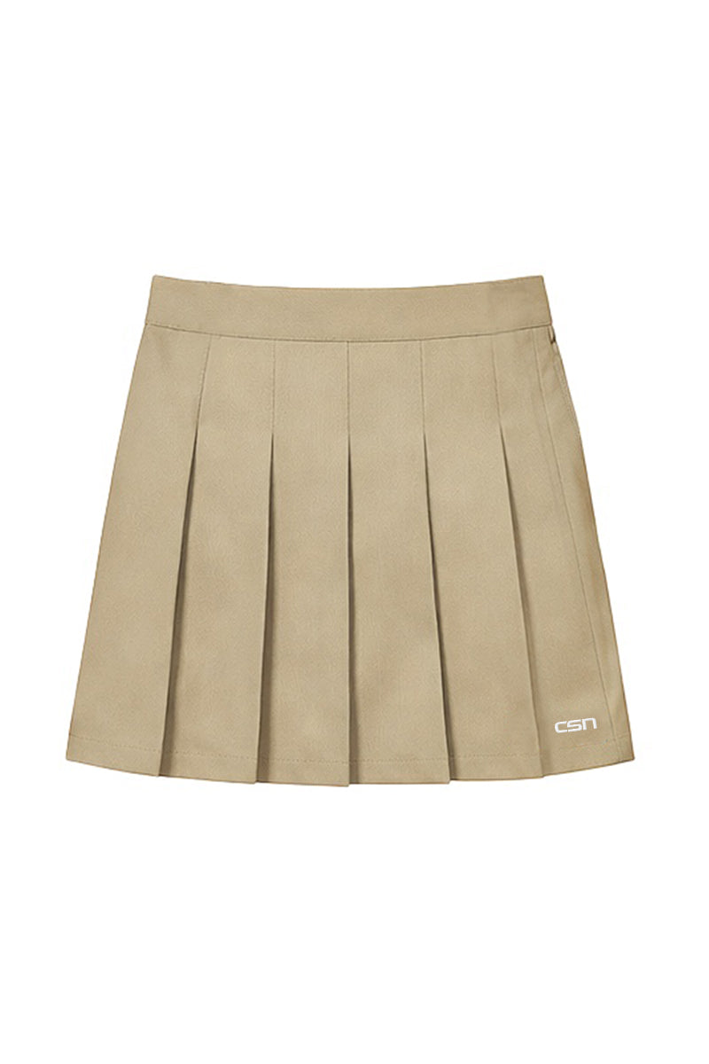 Girls Classic Fit Pleated Skort - Khaki