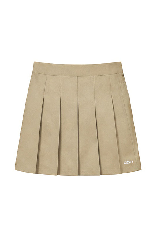 Girls Classic Fit Pleated Skort - Khaki