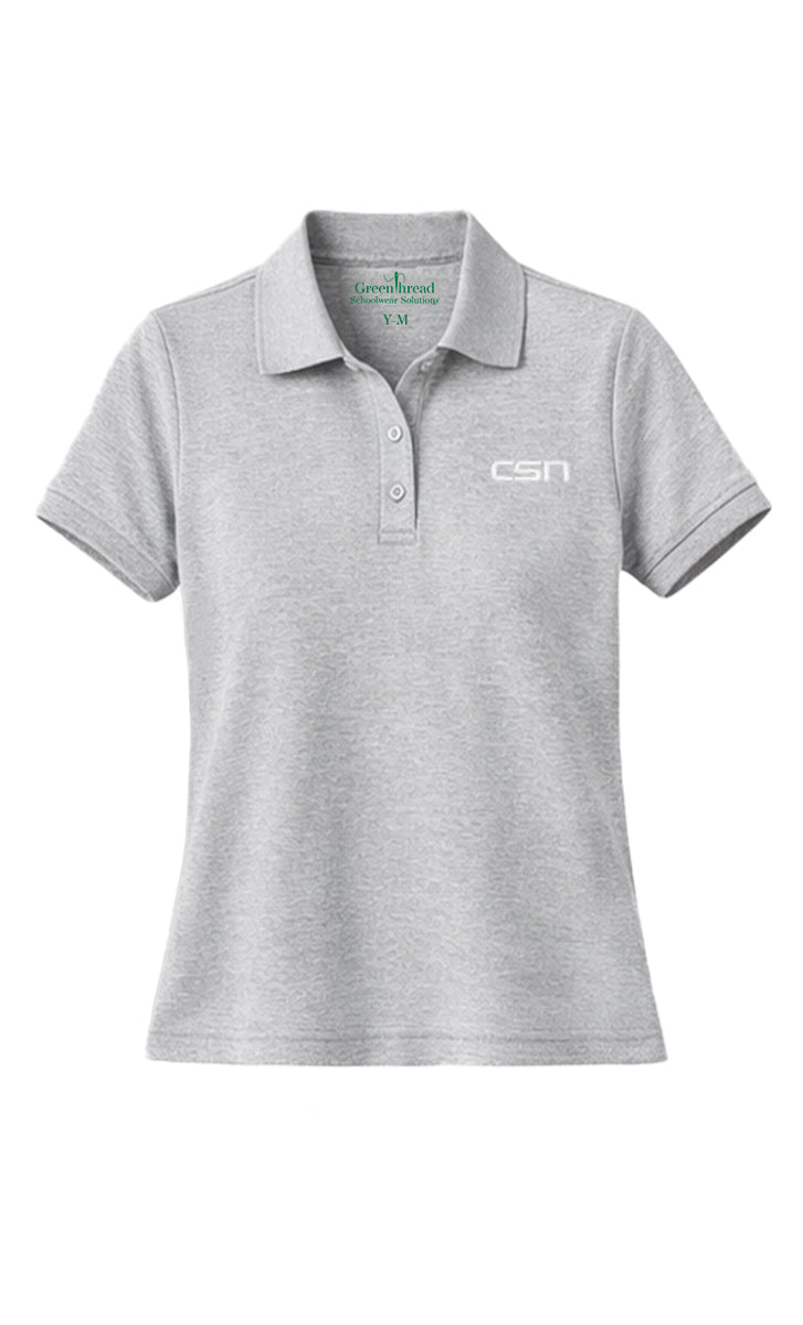 Girls Short Sleeve Performance Polo- Heather Gray