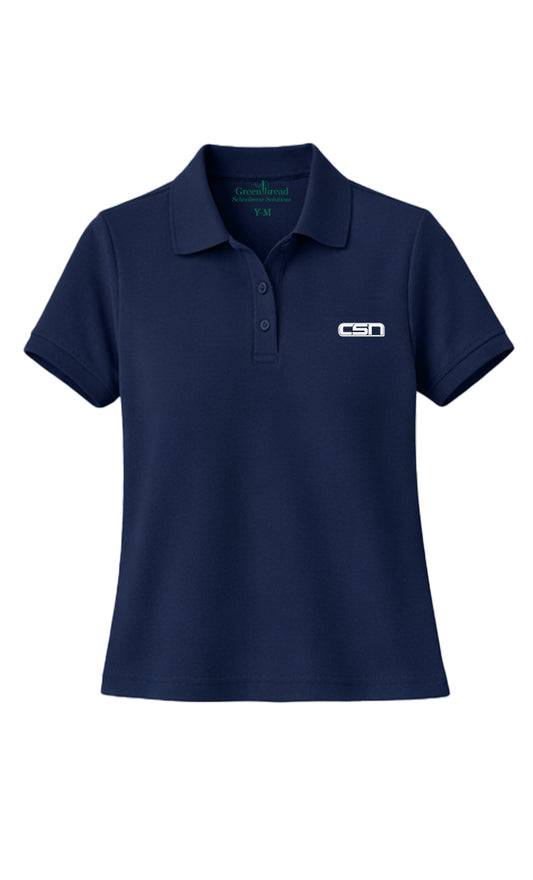 Girls Short Sleeve Cotton Piqué Polo- Navy