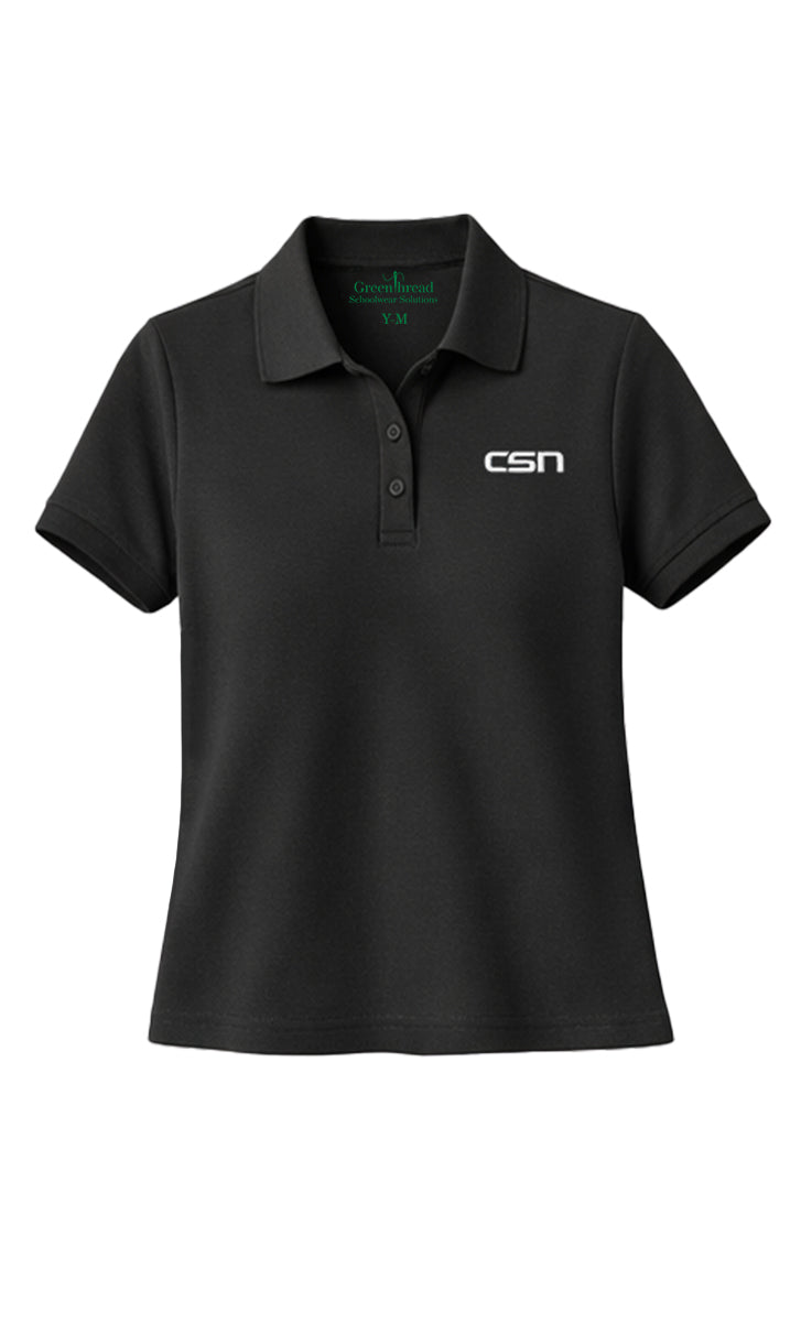 Girls Short Sleeve Performance Polo- Black
